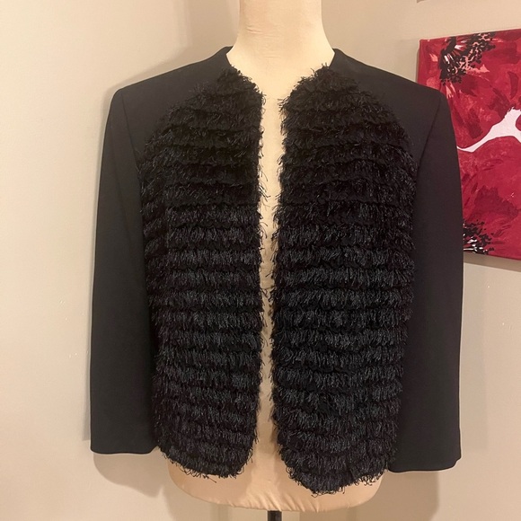 Nine West Women's Flyaway Eyelash Cropped Blazer, size 10 - Picture 2 of 6
